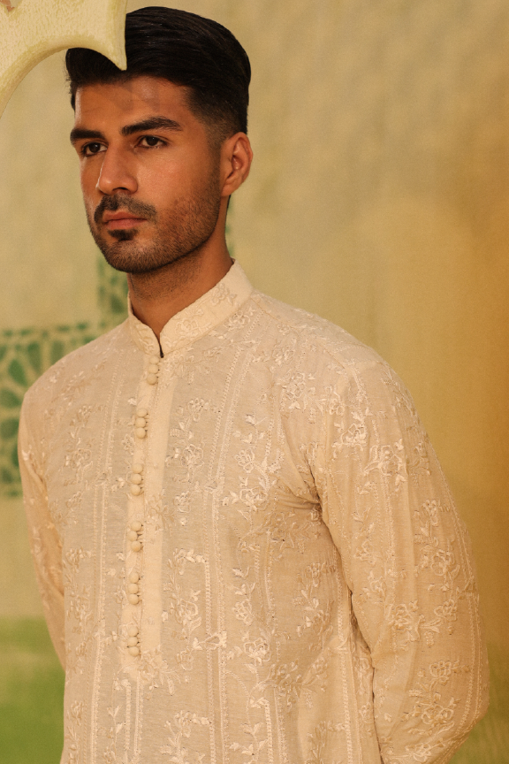 Mayassar - Alabaster beige kurta Pajama