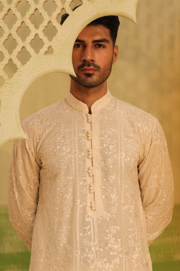 Mayassar - Alabaster beige kurta Pajama