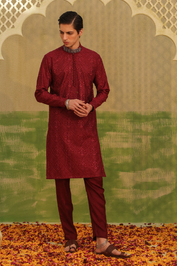 Mayassar - Burgundy Maroon Kurta Pajama