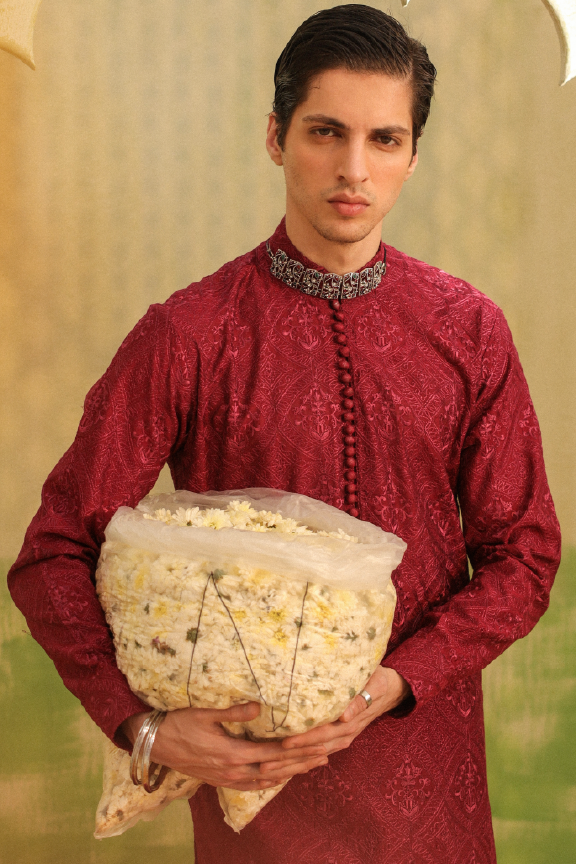 Mayassar - Burgundy Maroon Kurta Pajama