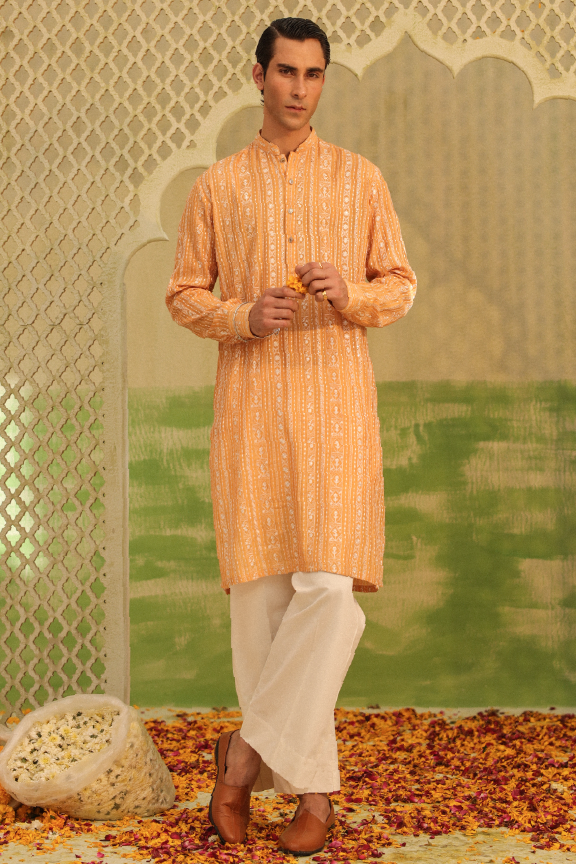Mayassar - Orange Peel Kurta Pajama