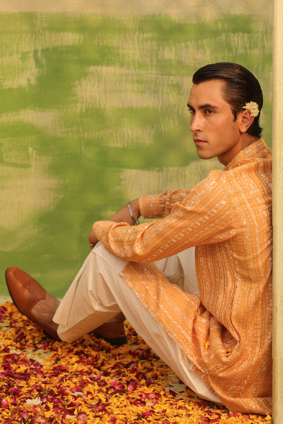 Mayassar - Orange Peel Kurta Pajama
