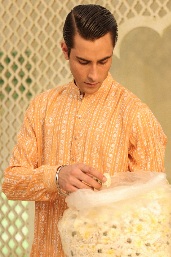Mayassar - Orange Peel Kurta Pajama