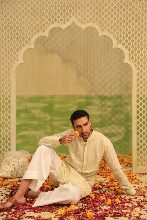 Mayassar - Sunny Lime Kurta Pajama