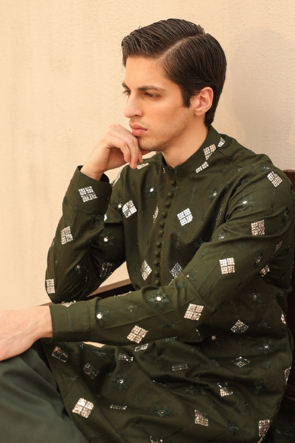 Mayassar - Sacramento Green kurta Pajama