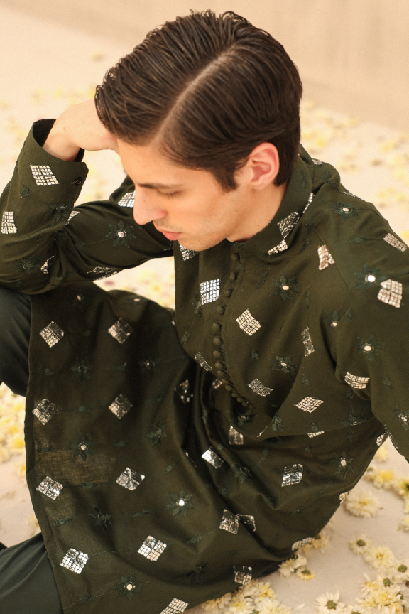 Mayassar - Sacramento Green kurta Pajama