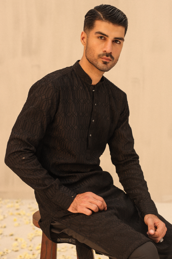 Mayassar - Jade Black Kurta Pajama