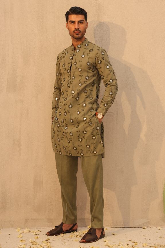 Mayassar - Olive Green Kurta Pajama