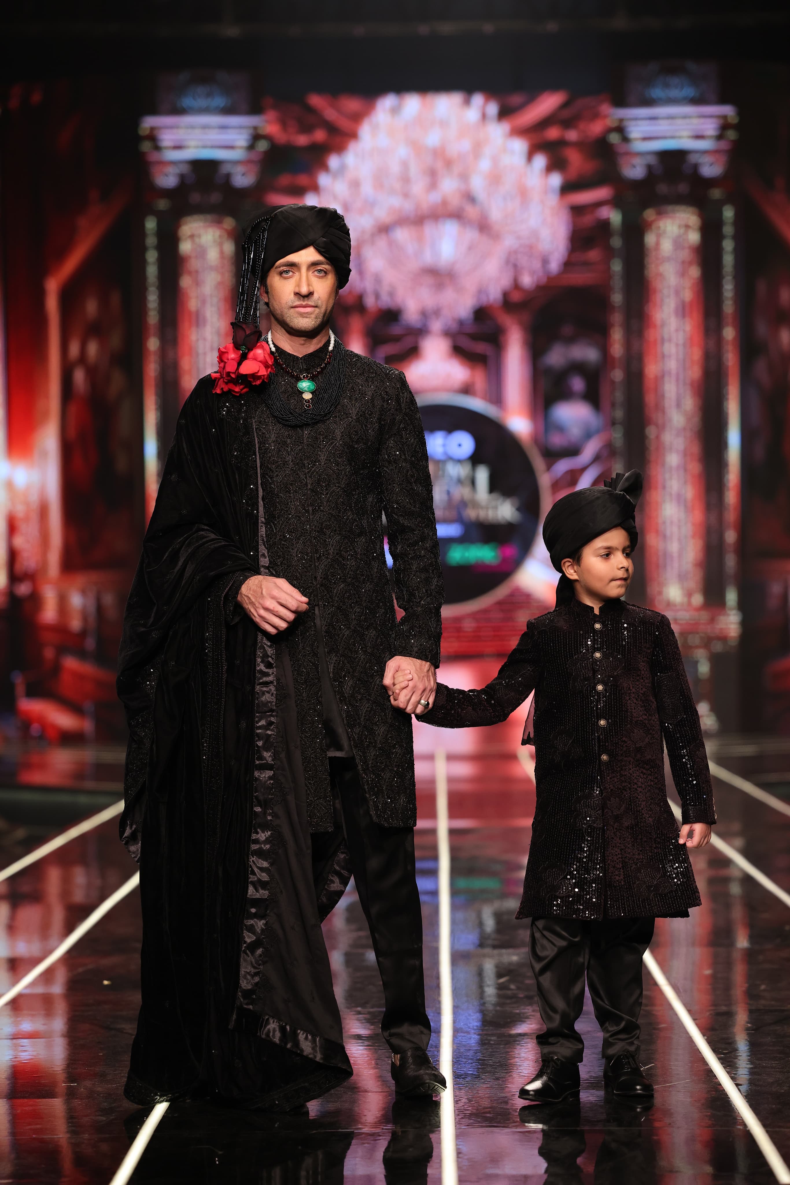 ER-127 Black Jacquard Embellished Sherwani