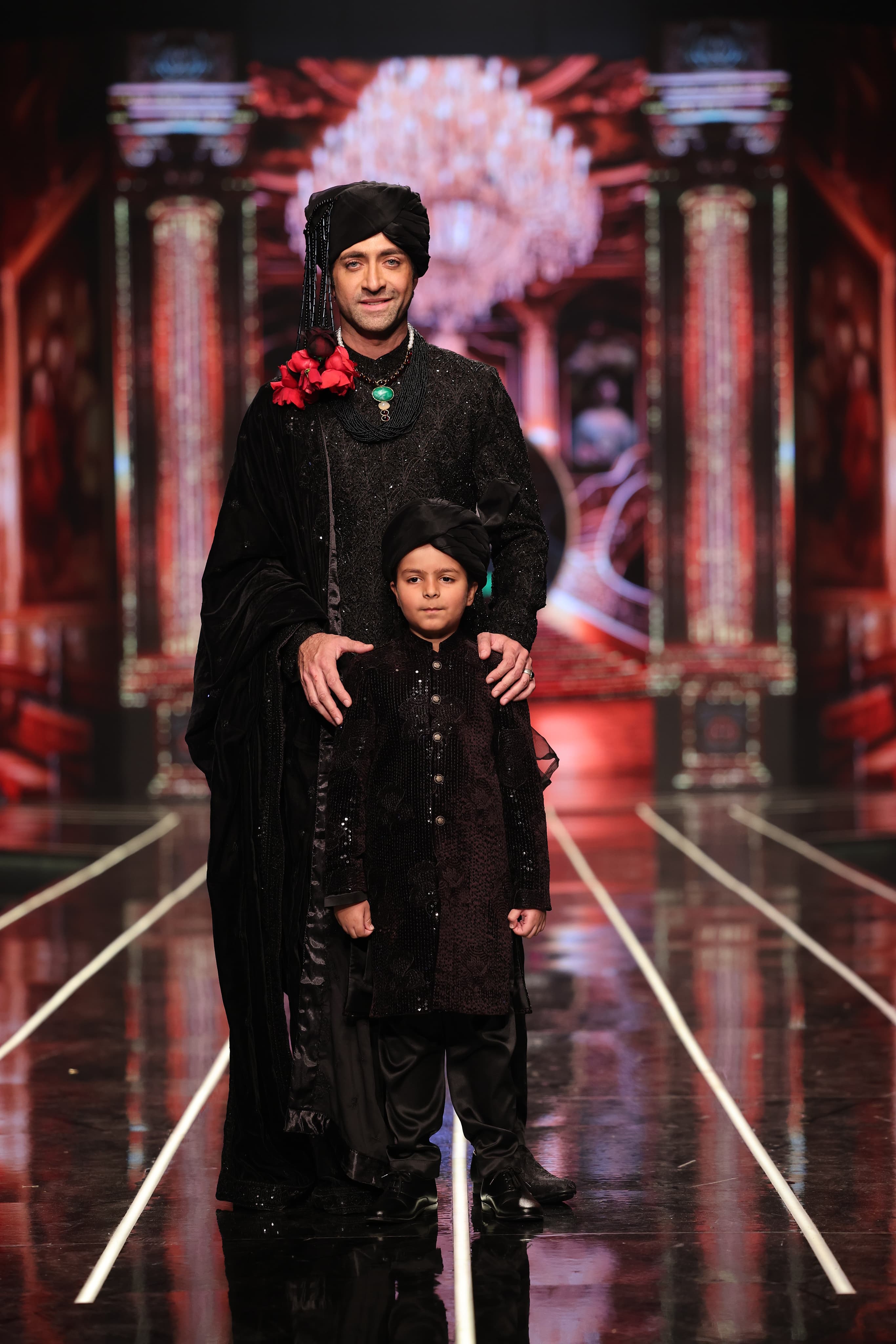 ER-127 Black Jacquard Embellished Sherwani