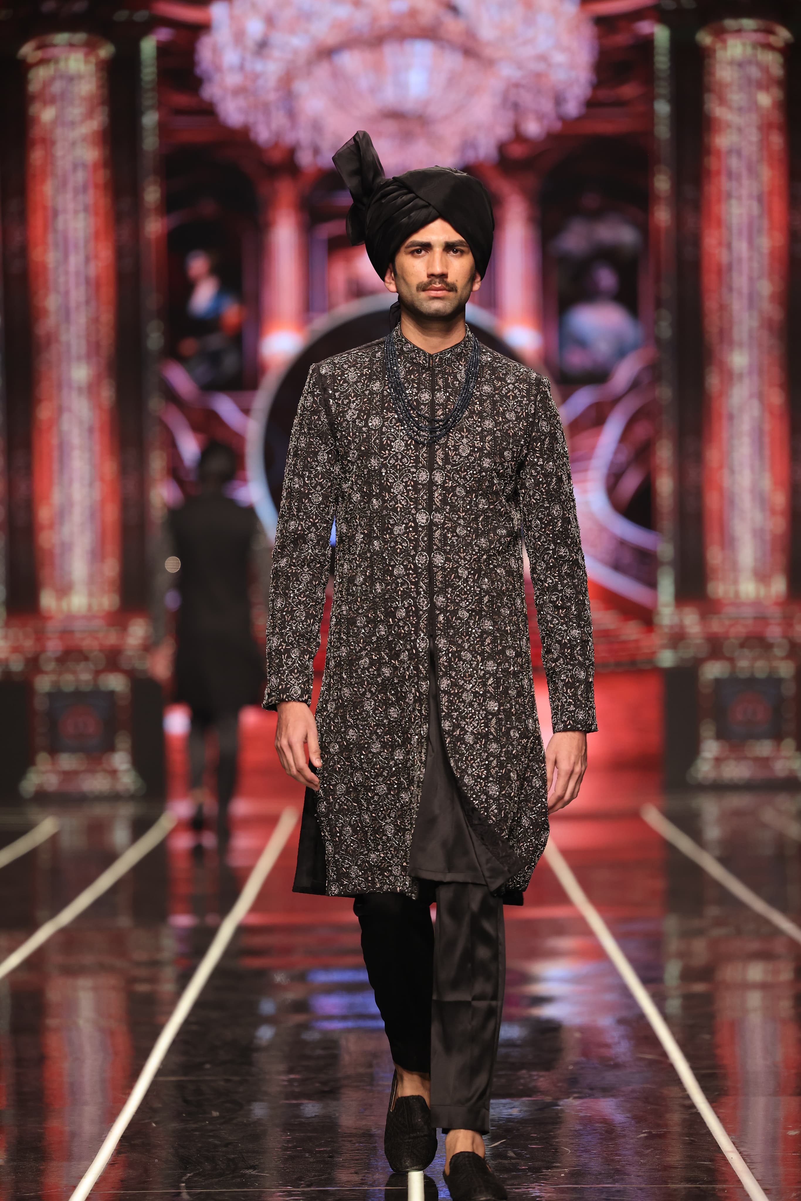 ER-123 Black Jacquard Embellished Sherwani