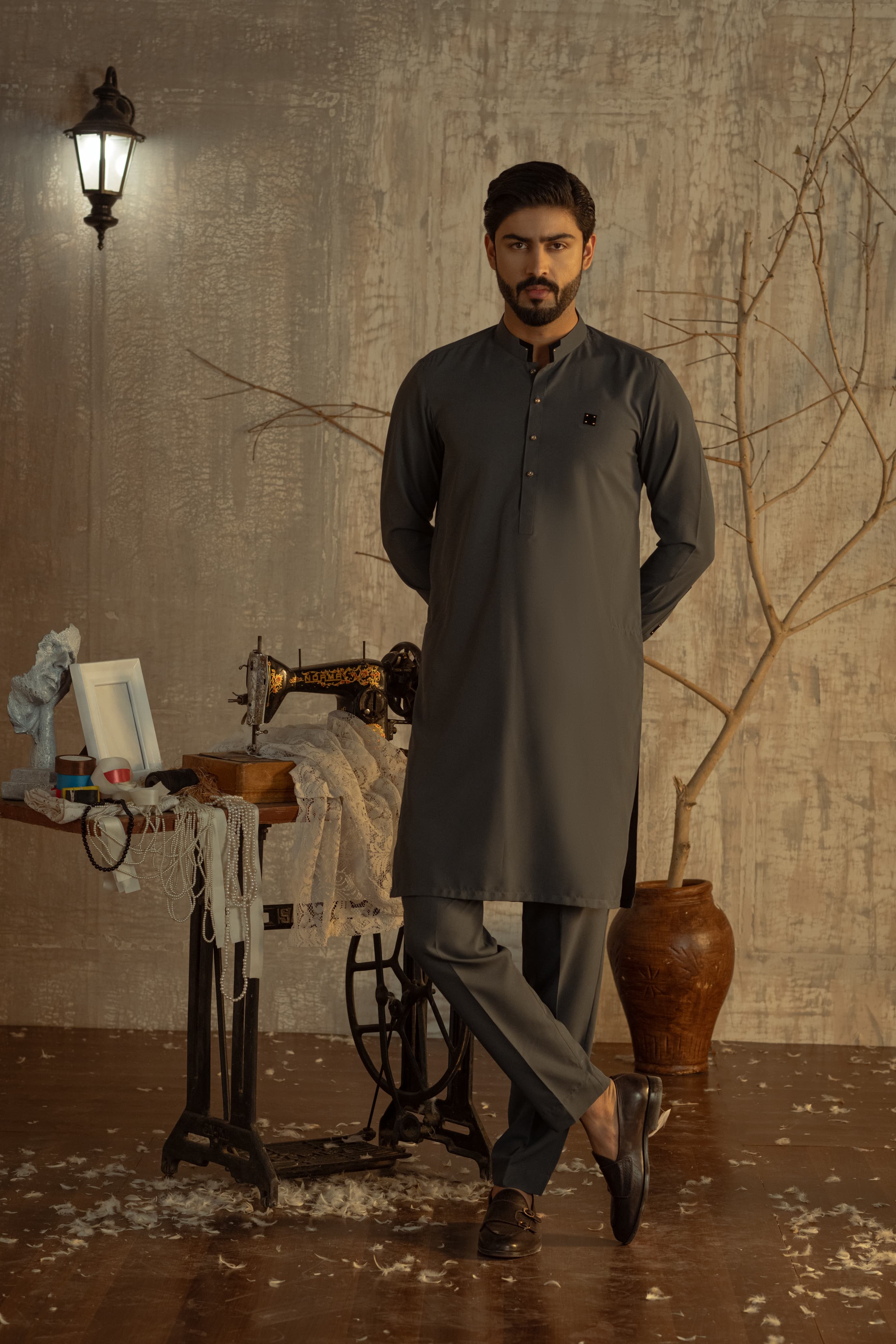 Bahisht - Charcoal Gray Kurta pajama