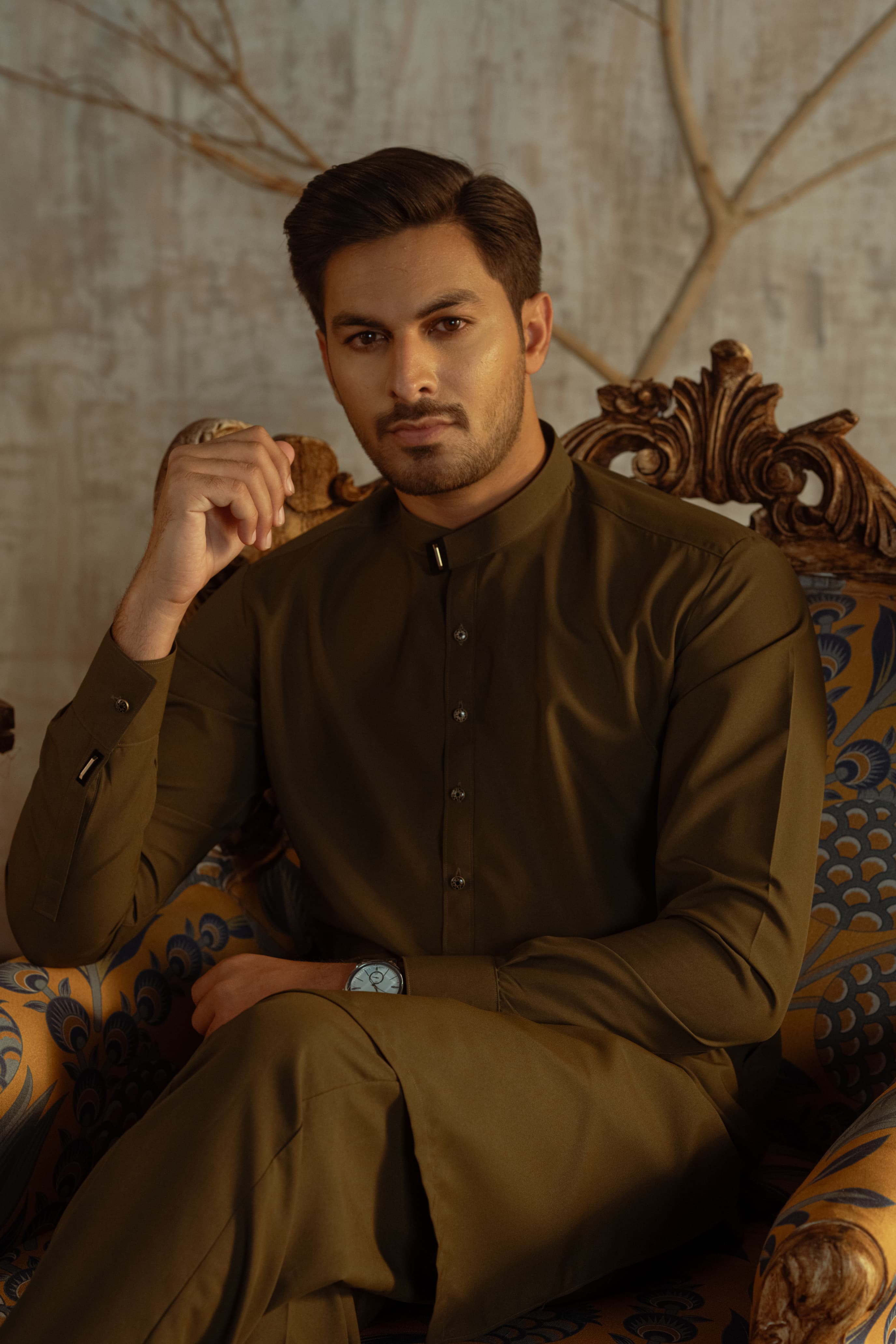 Bahisht - Olive Green Kurta pajama
