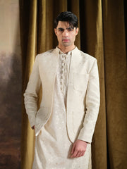 Musarrat - Cream Embroidered Kurta Pajama