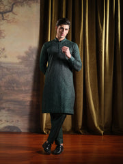 Musarrat - Hunter Green Embroidered Kurta Pajama