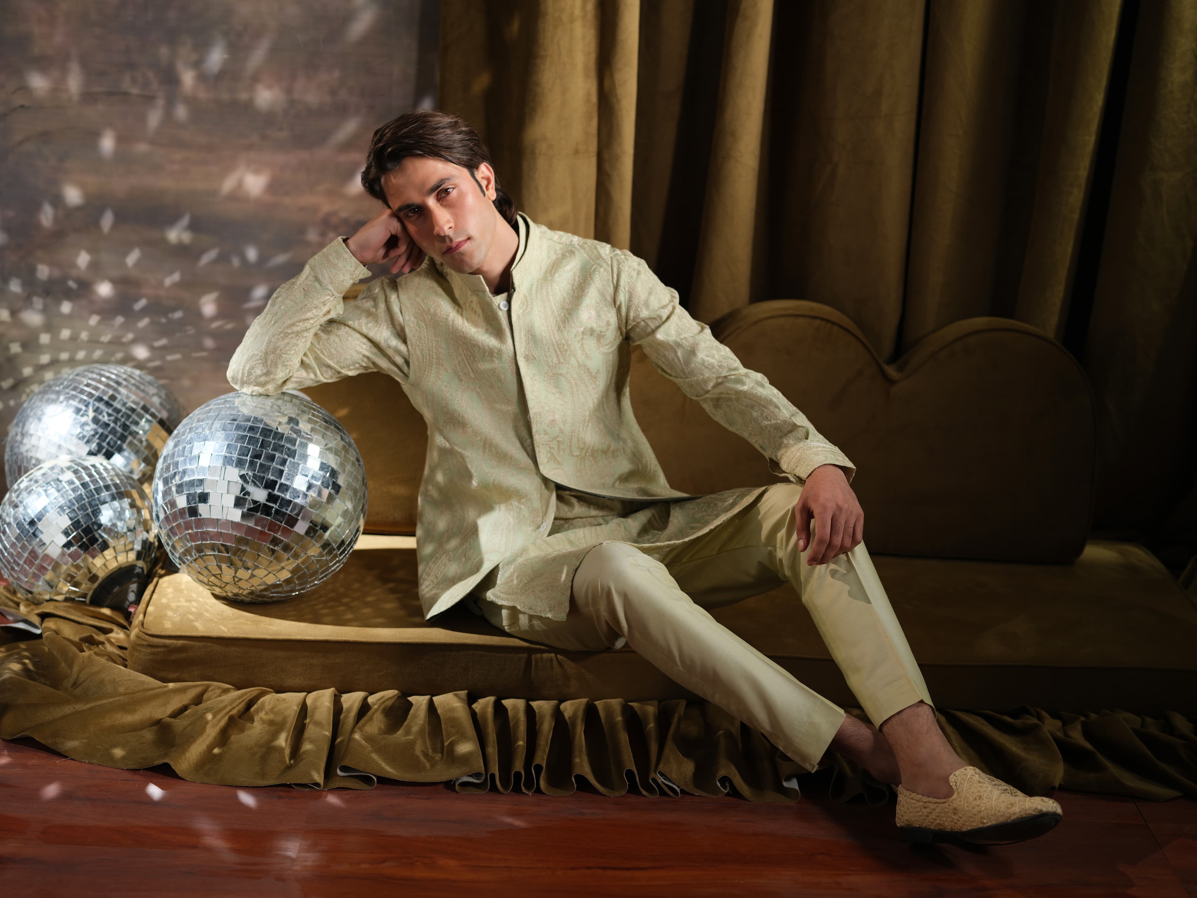 Musarrat - Tea Green Embroidered Kurta Pajama