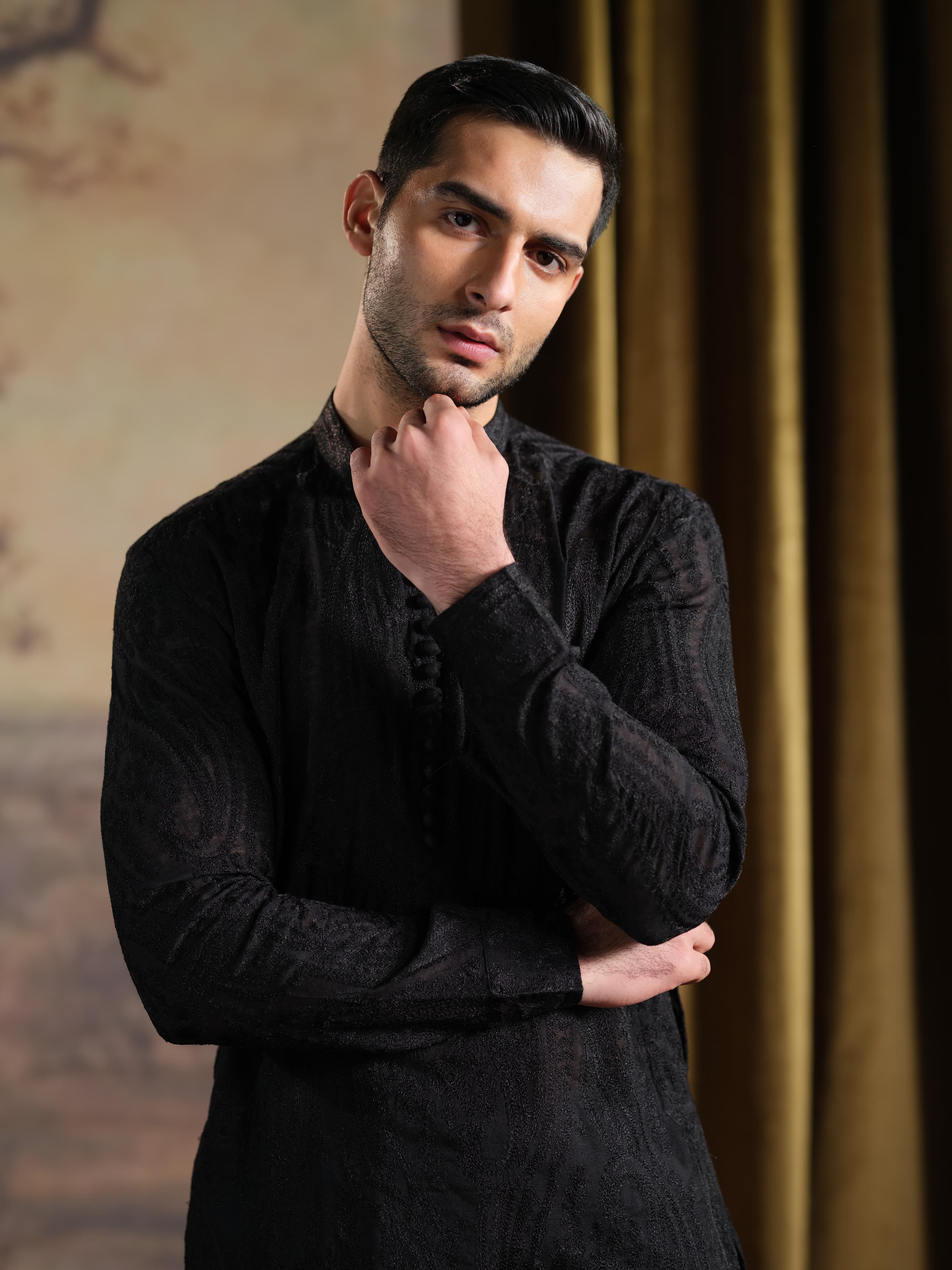 Musarrat - Black Embroidered Kurta Pajama