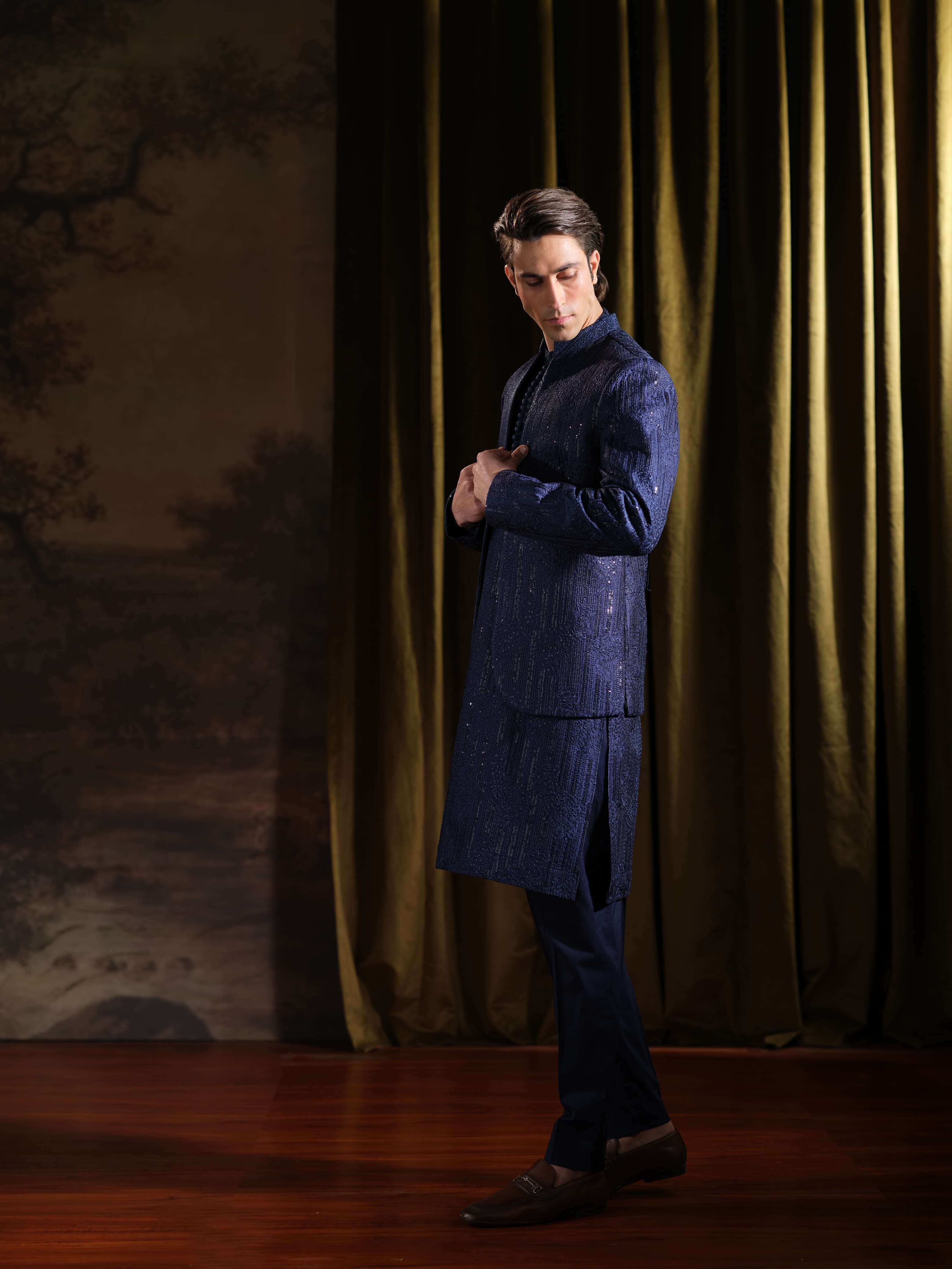 Musarrat - Blue Embroidered Kurta Pajama