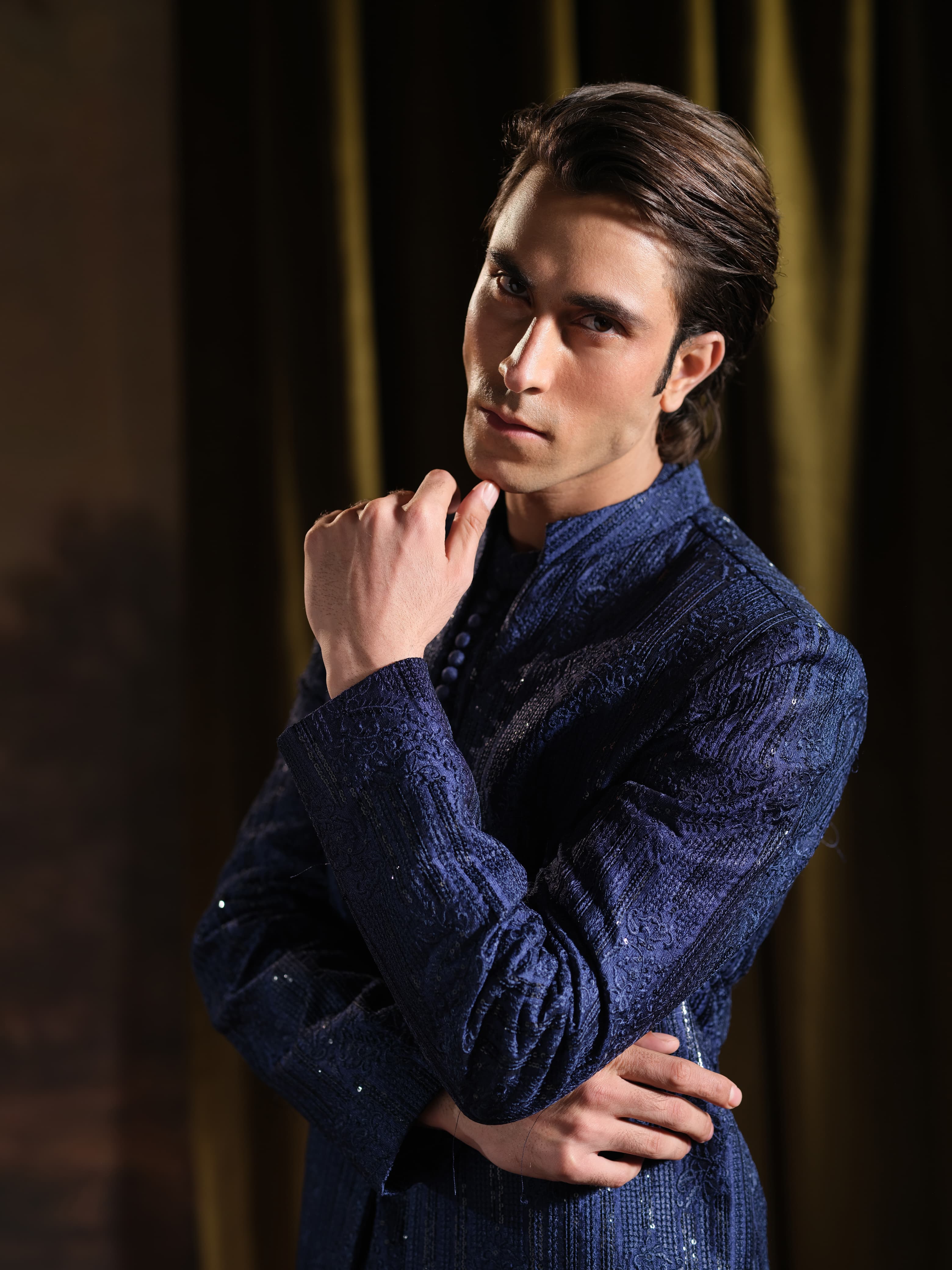 Musarrat - Blue Embroidered Kurta Pajama
