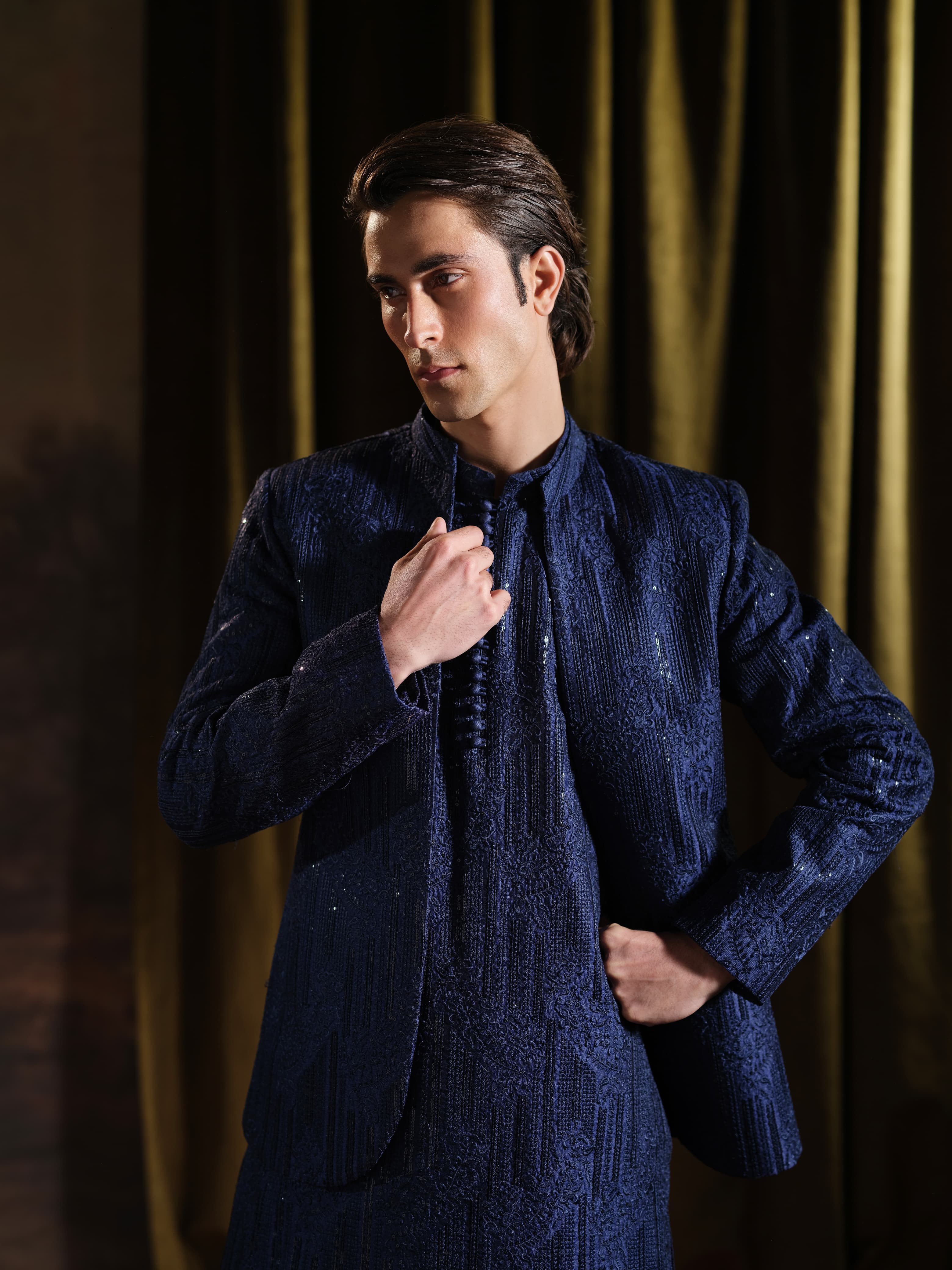Musarrat - Blue Embroidered Kurta Pajama
