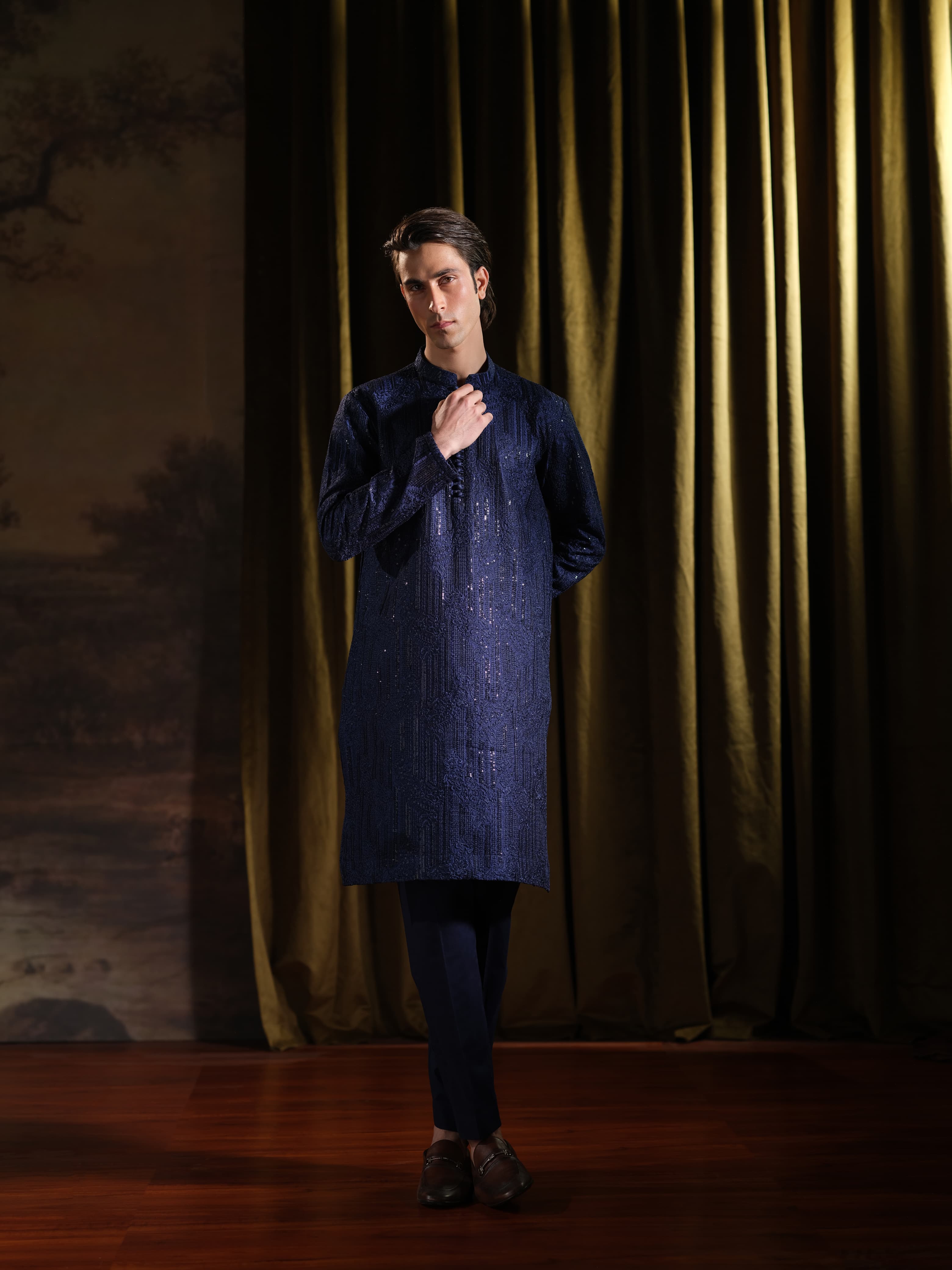 Musarrat - Blue Embroidered Kurta Pajama