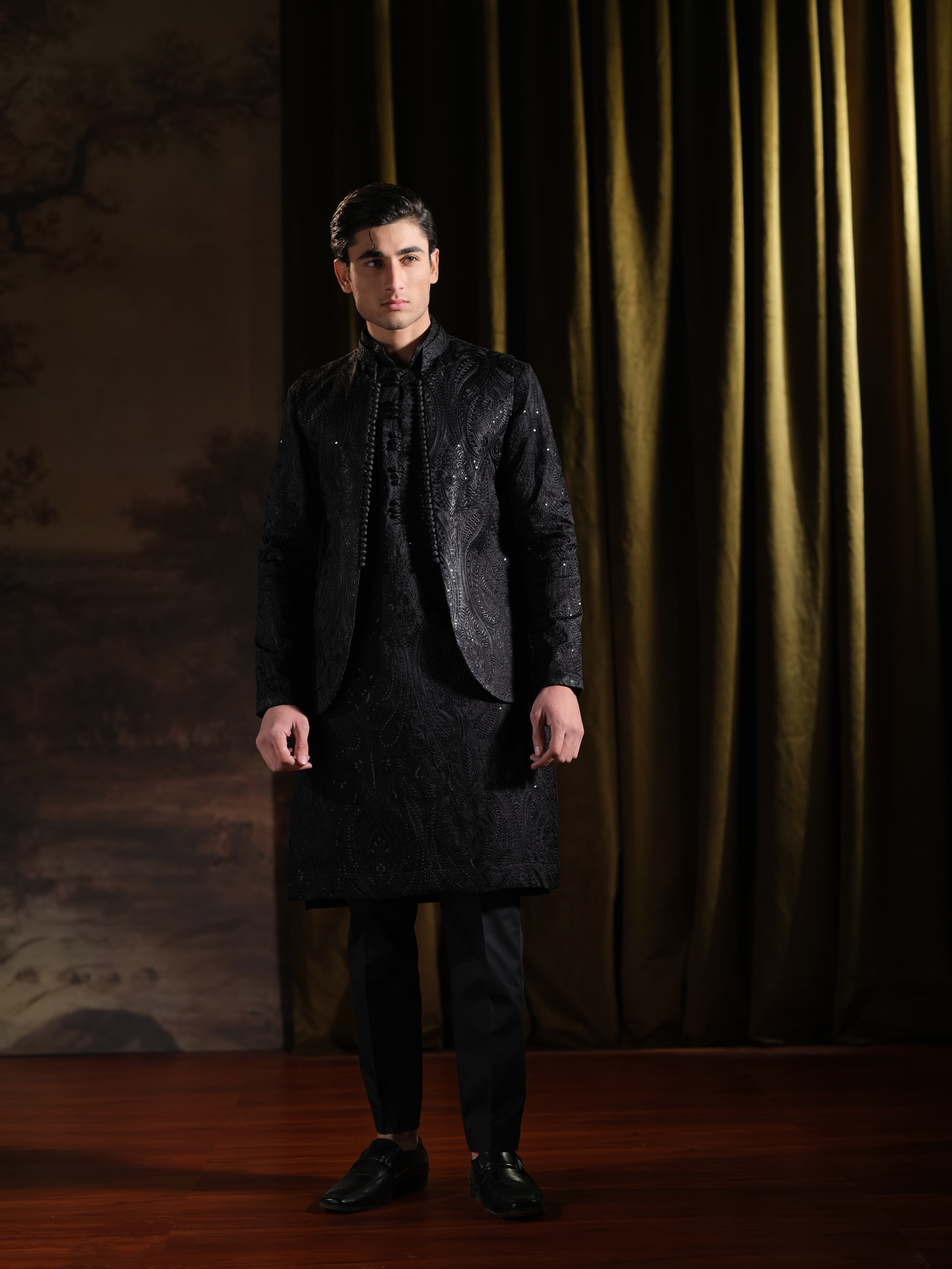 Musarrat - Black Embroidered Kurta Pajama
