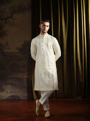 Musarrat - Ivory White Embroidered Kurta Pajama