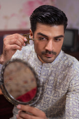 Muqabil - Ash Gray Embroidered Kurta Pajama