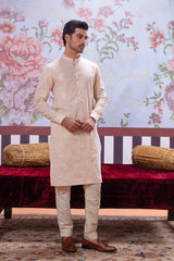Muqabil - Bisque Embroidered Kurta Pajama