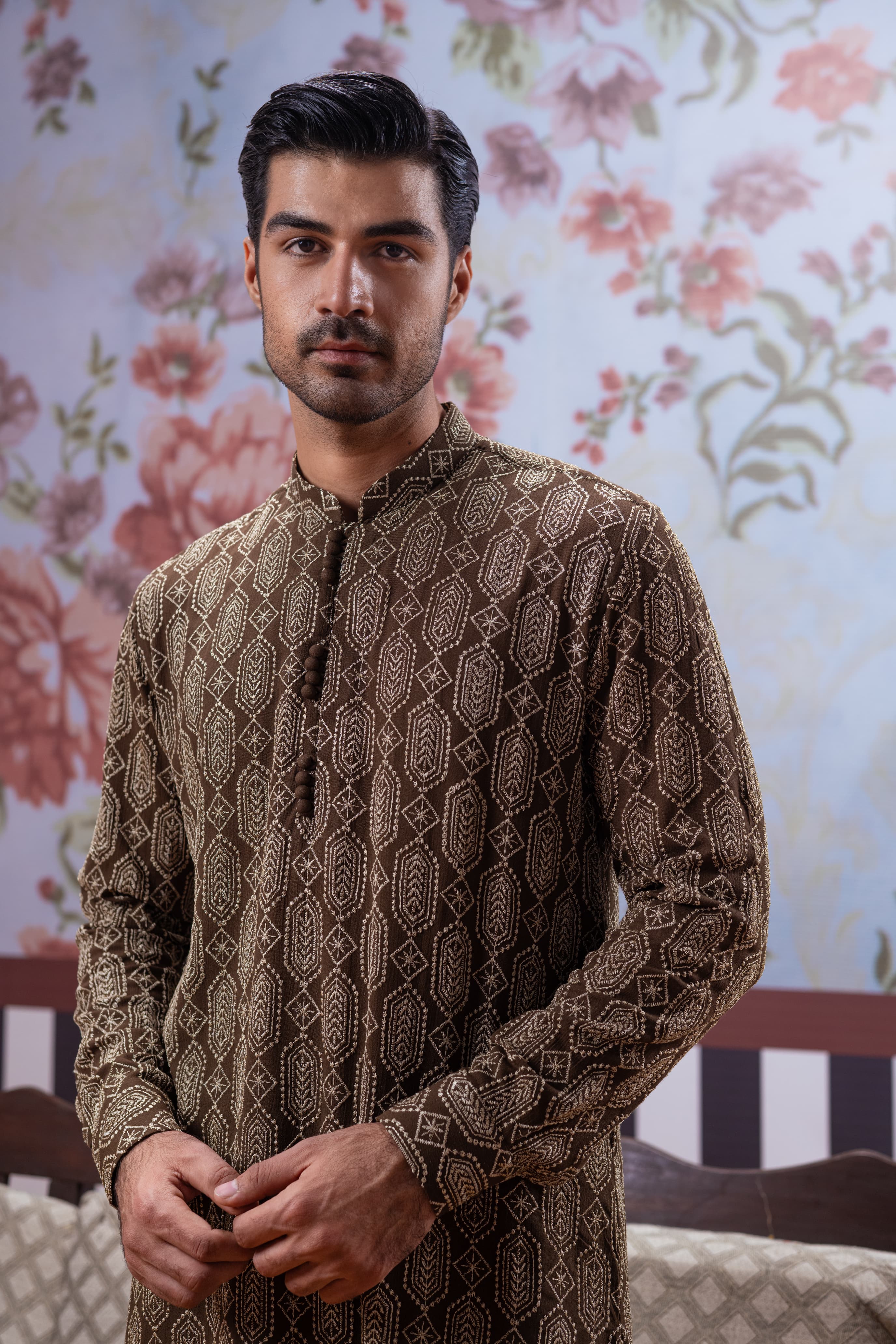 Muqabil - Hunter Green Embroidered Kurta Pajama