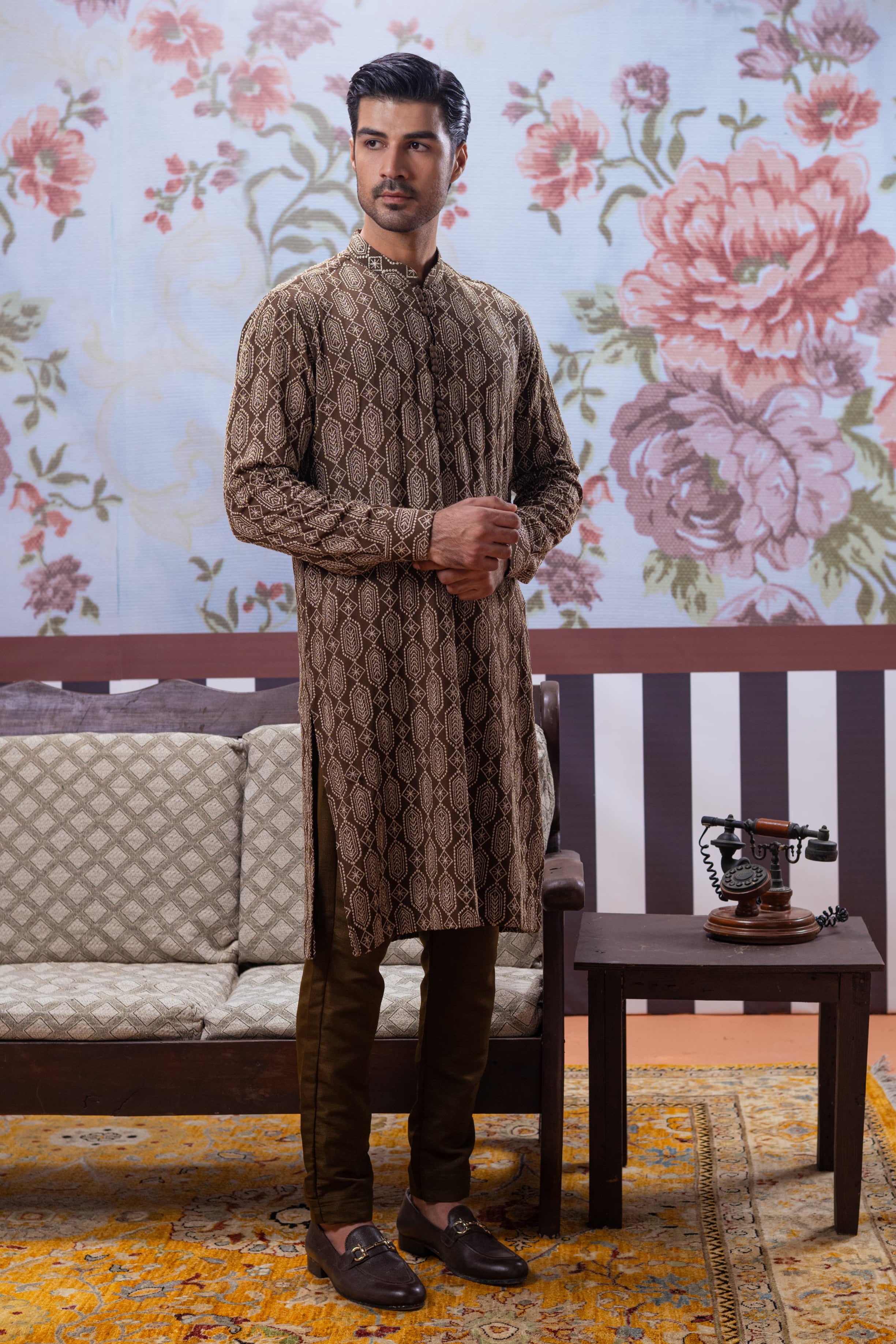 Muqabil - Hunter Green Embroidered Kurta Pajama