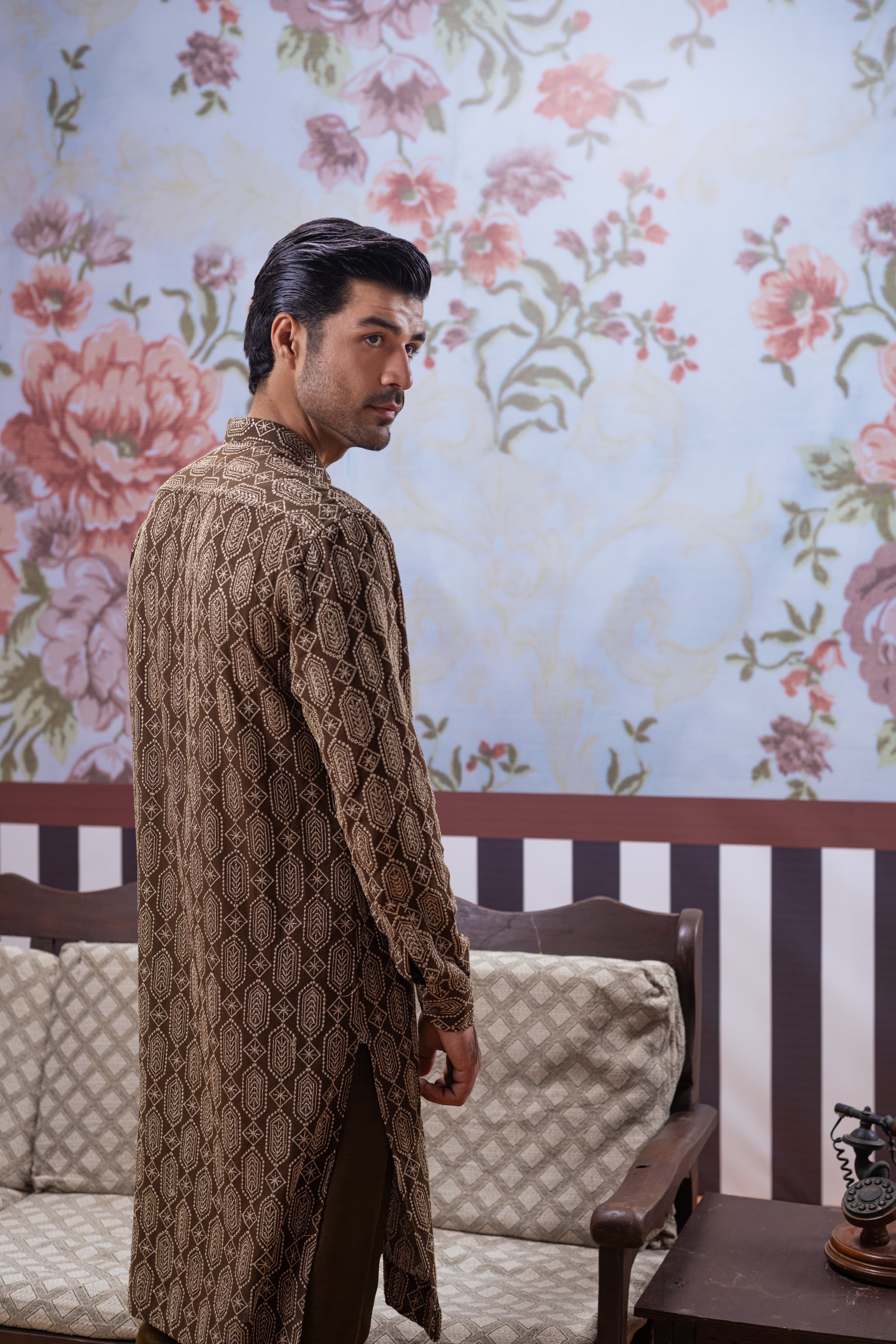 Muqabil - Hunter Green Embroidered Kurta Pajama