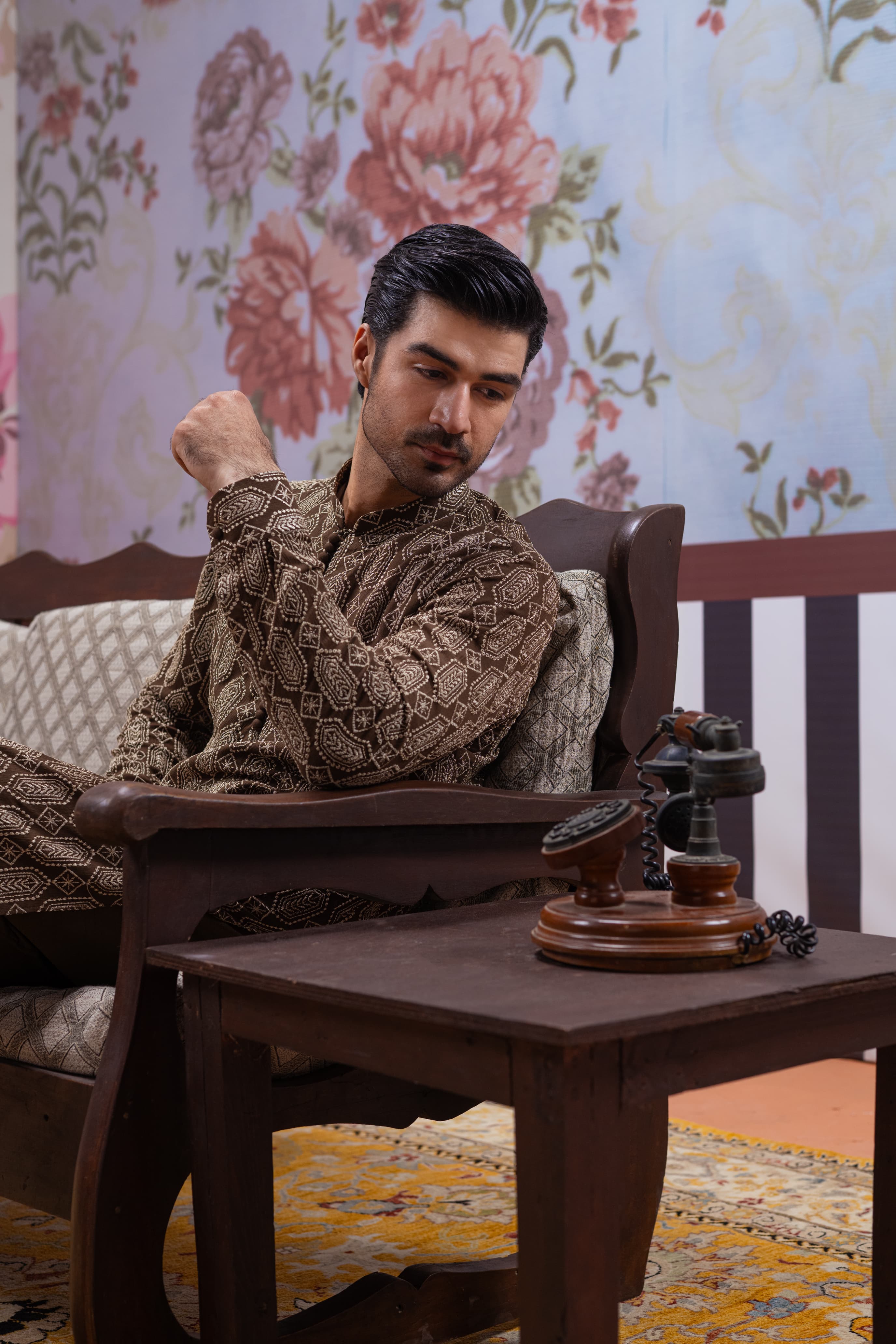 Muqabil - Hunter Green Embroidered Kurta Pajama