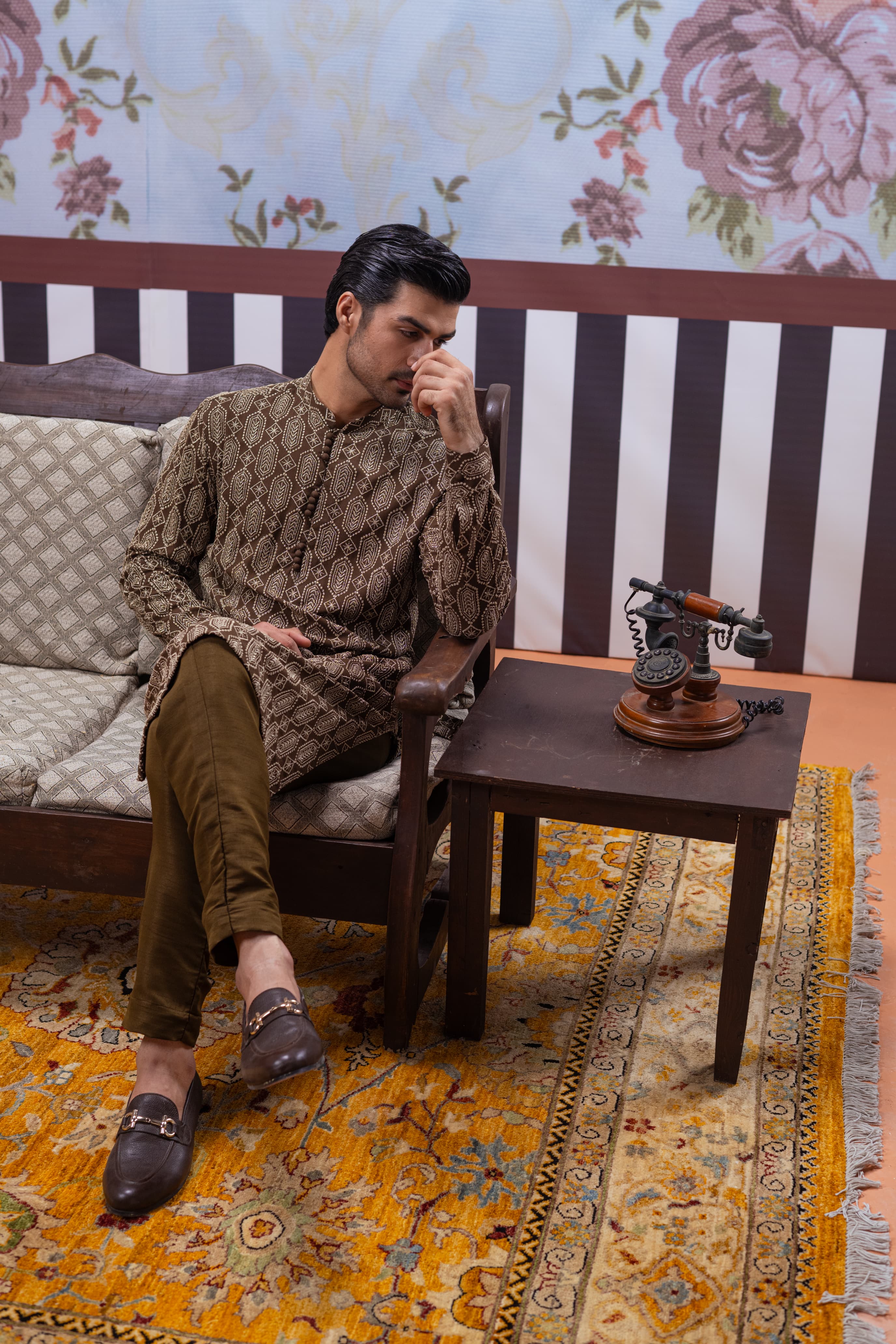 Muqabil - Hunter Green Embroidered Kurta Pajama