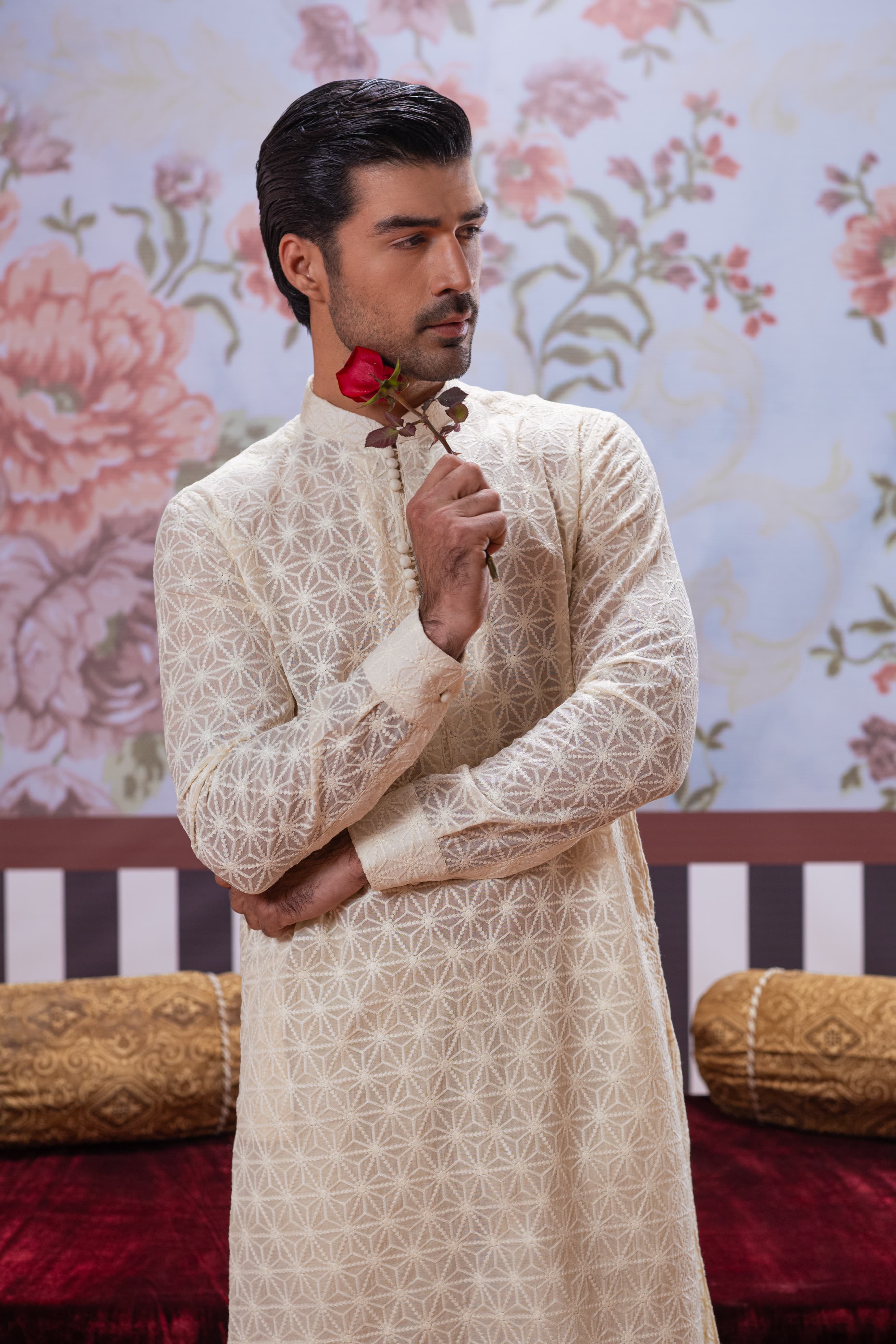 Ivory Embroidered Kurta Pajama