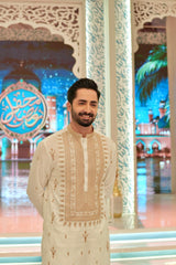 ED25 - Ivory Neck Embellished Kurta Pajama