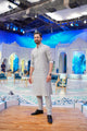 ED25 - Ash Gray Neck Embroidered Kurta Pajama