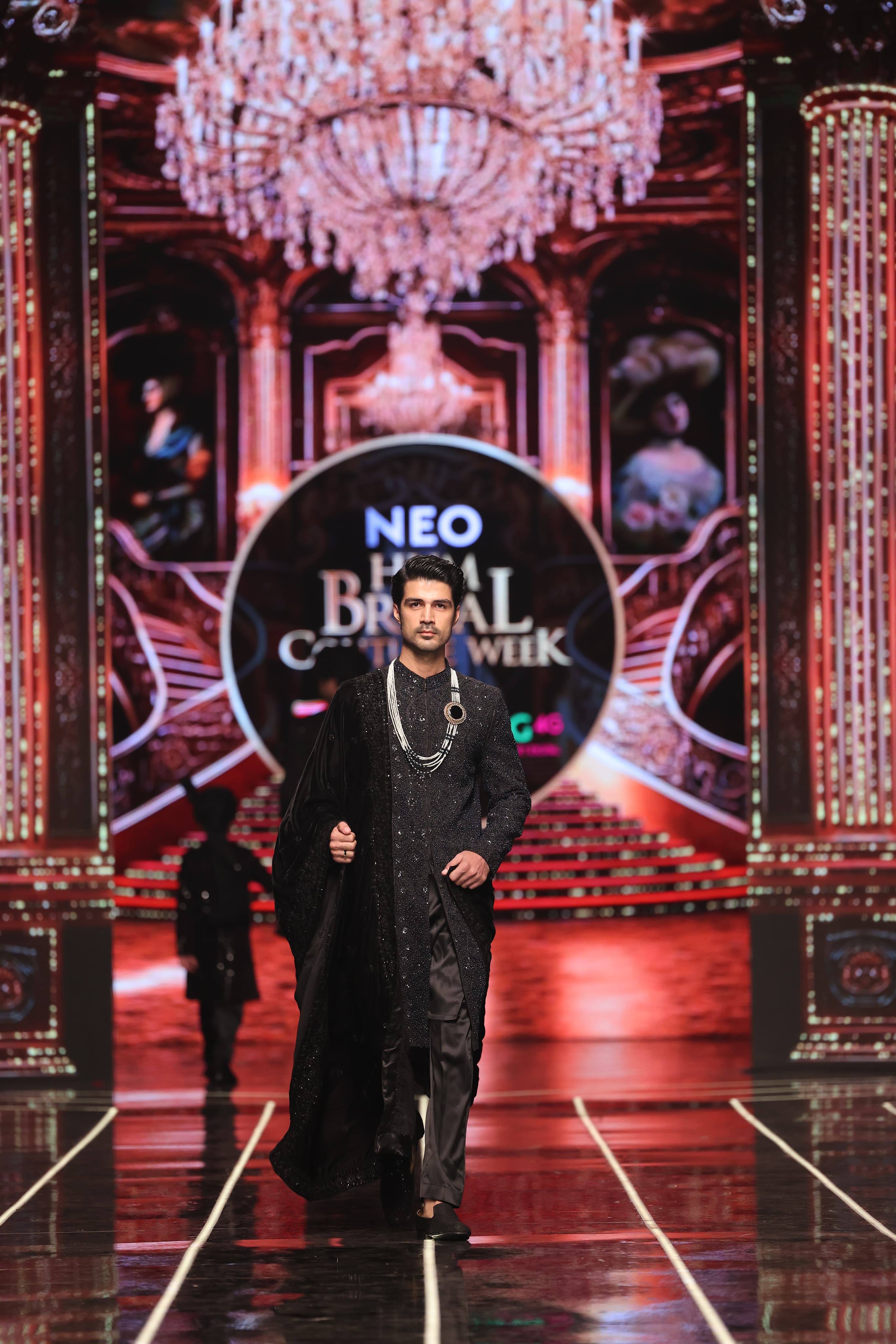 ER-119 Black Jacquard Embellished Sherwani