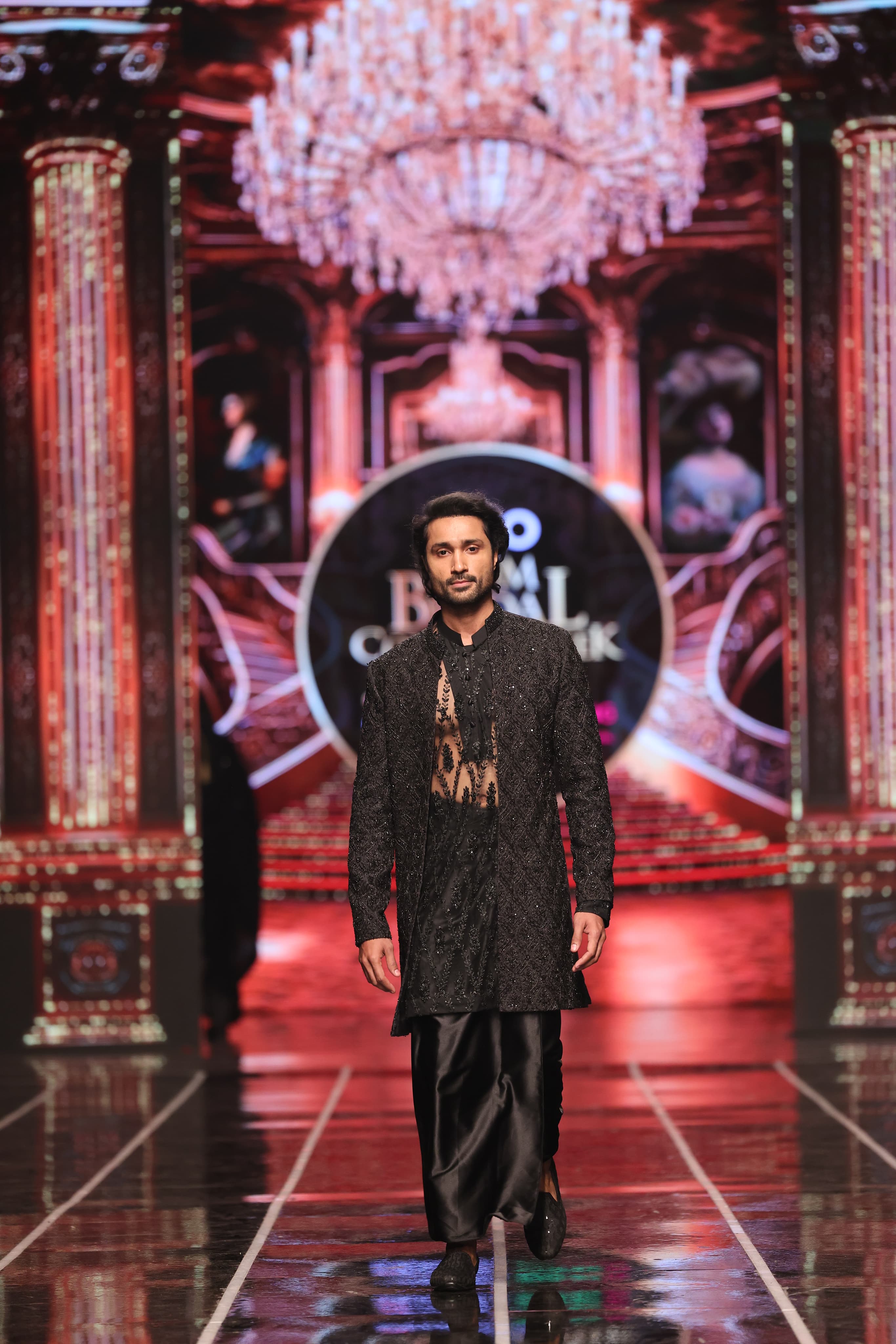 ER-121 Black Jacquard Embellished Sherwani