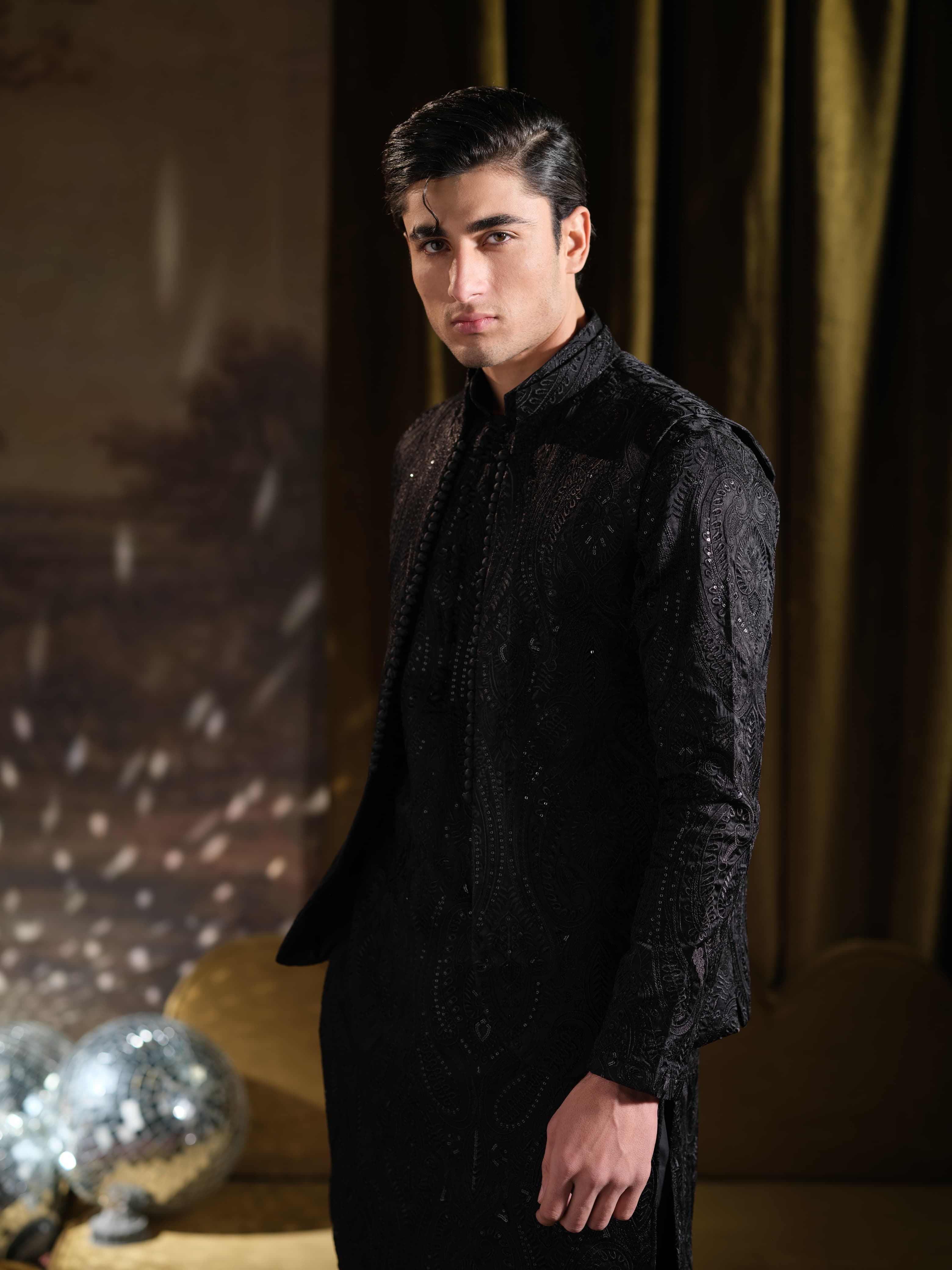 Musarrat - Black Embroidered Kurta Pajama
