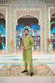 ED25 - Thyme Green Neck Embellished Kurta Pajama