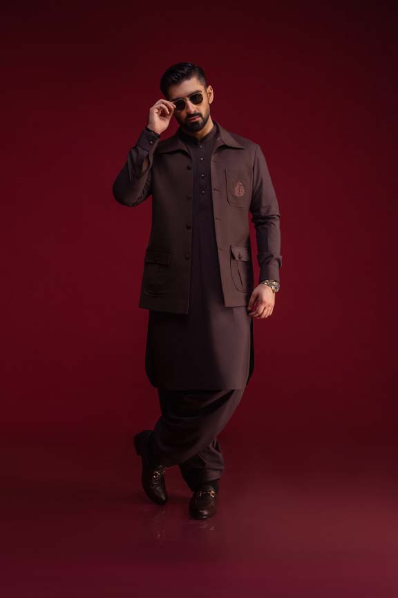 Dark Brown Slub Waistcoat