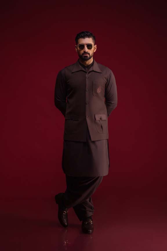 Dark Brown Slub Waistcoat