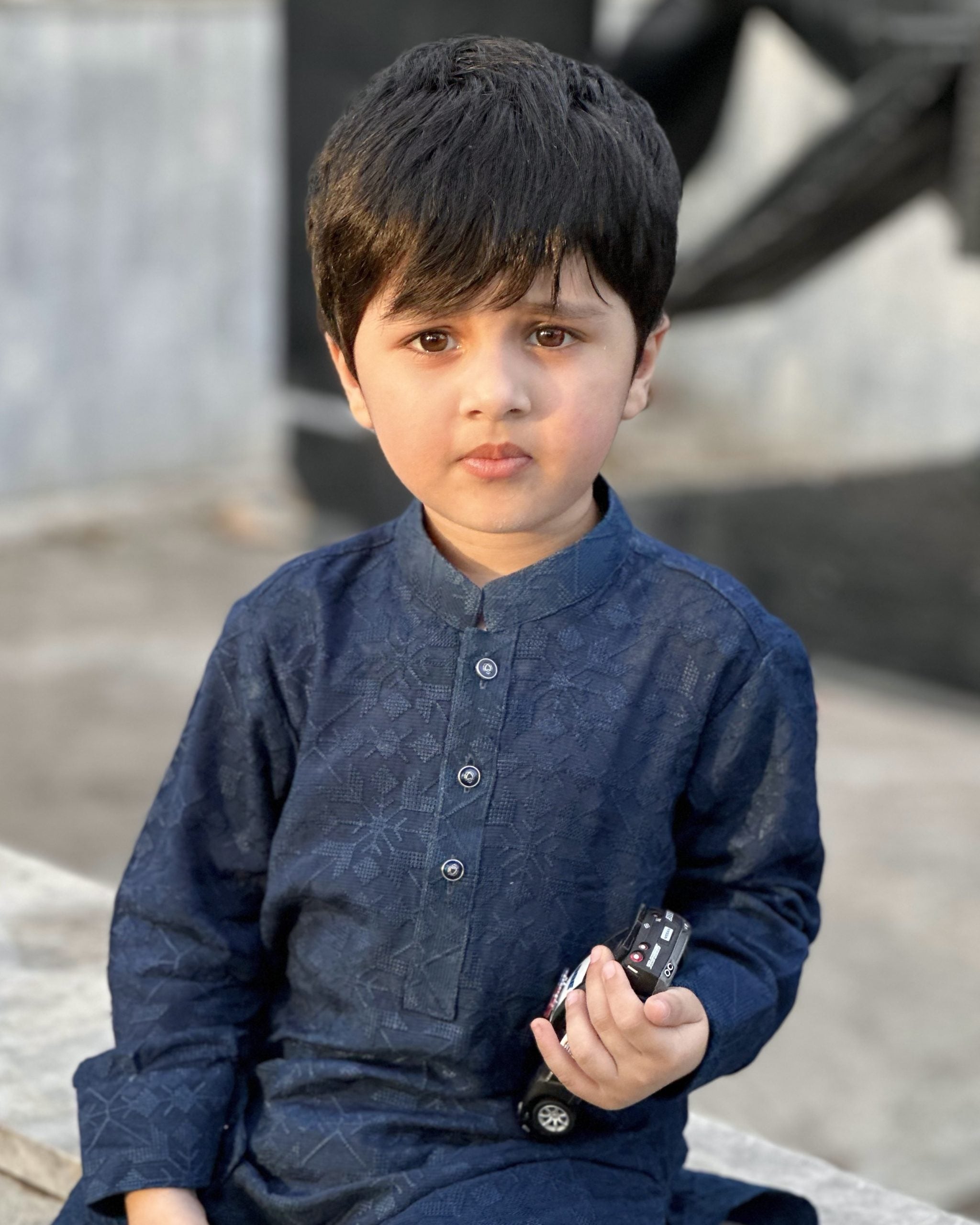 Boys Embroidered Kurta & Trouser - Blue