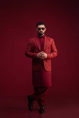 Burgundy Slub Blazer