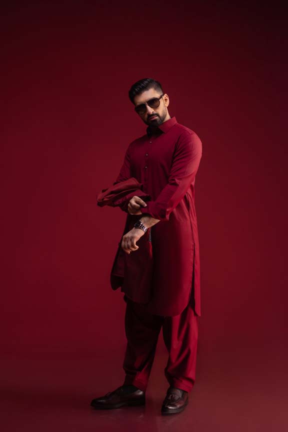 Burgundy Slub Blazer