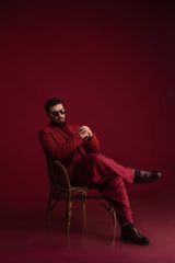 Burgundy Slub Blazer