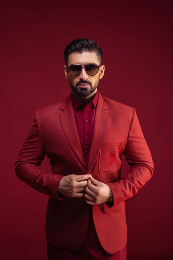 Burgundy Slub Blazer