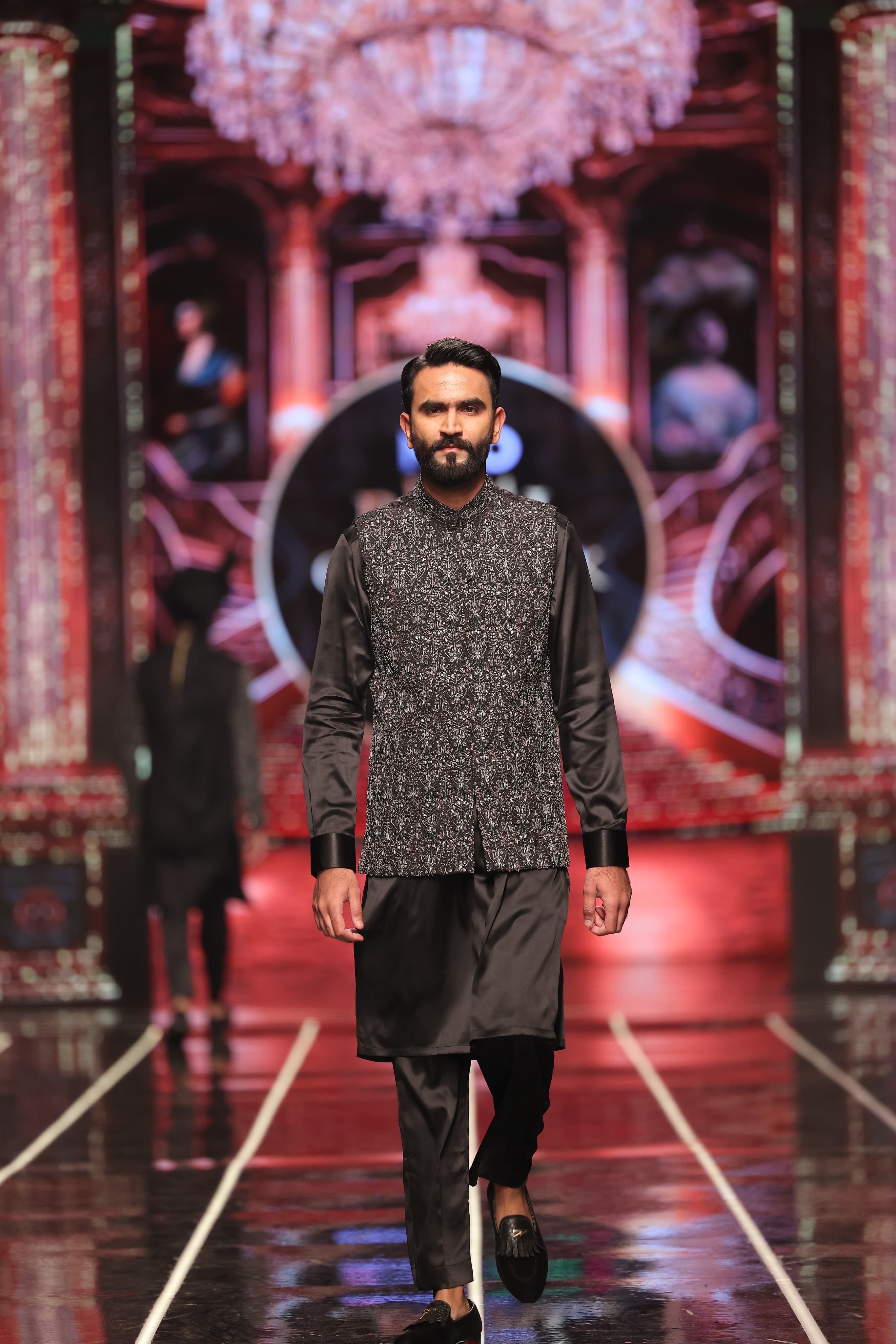 Bangla Bazaar - Black Jacquard Embroideries Waistcoat