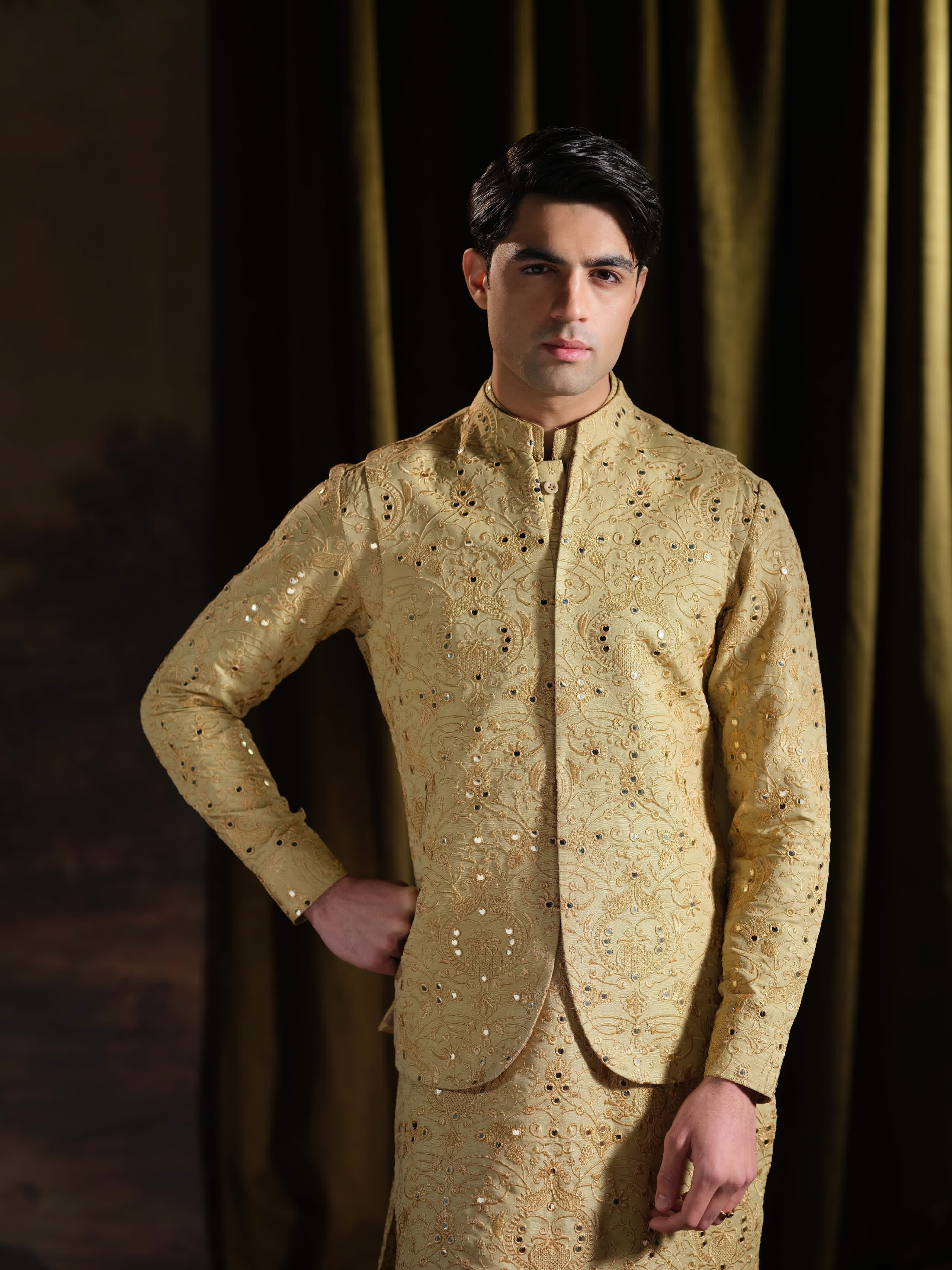 Musarrat - Beige Embroidered Kurta Pajama